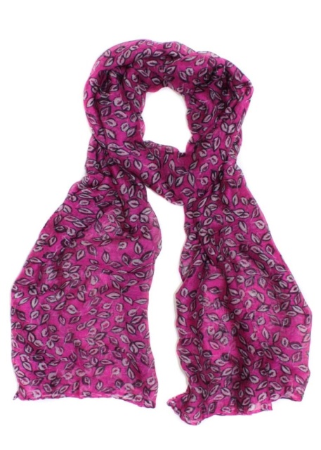 Cerise Leaf Print Scarf